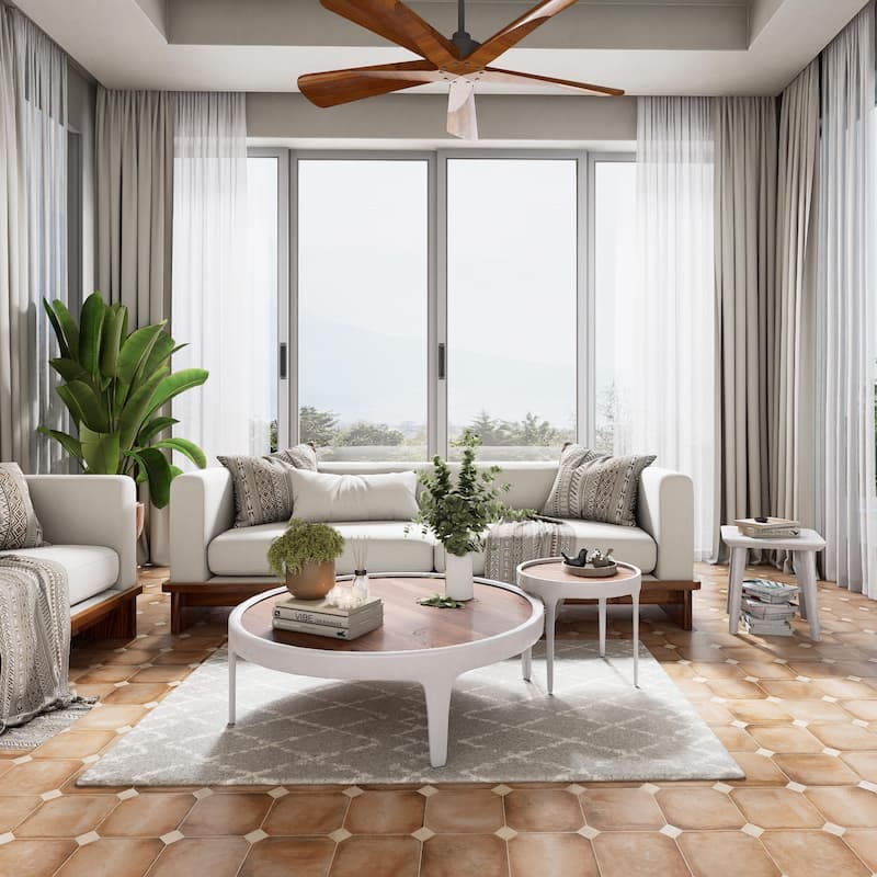 Merola Tile Laverton Octagon Natural with Taco Beige 7-7/8" x 7-7/8" Porcelain Floor and Wall Tile - Case (50 Tiles)
