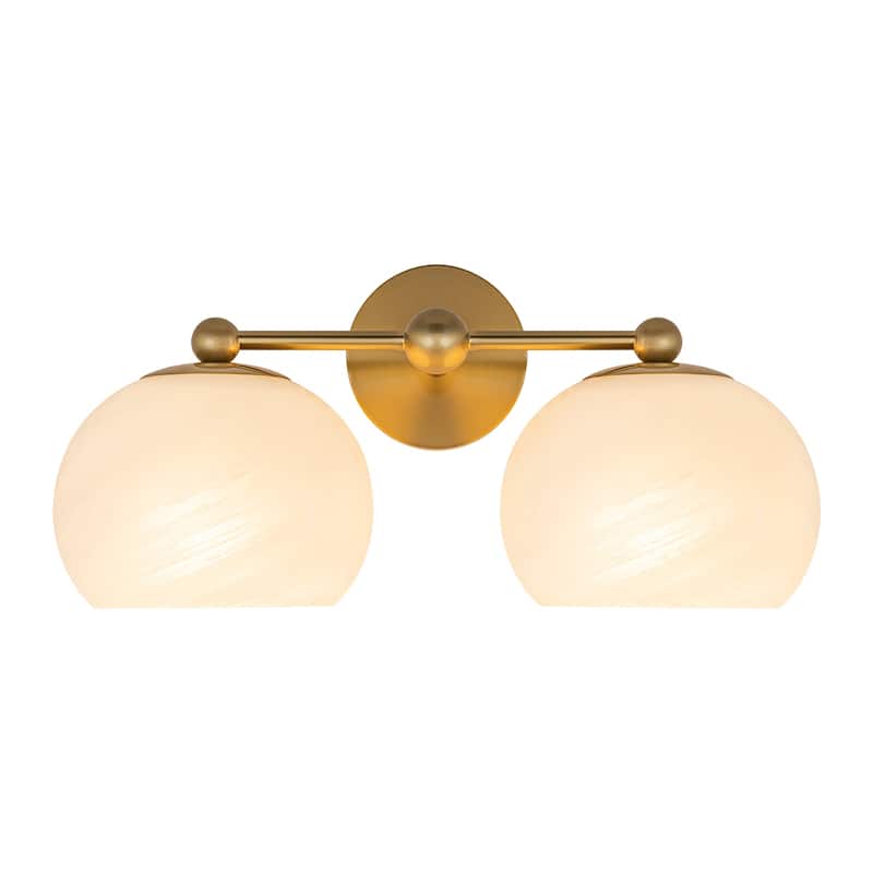 2-Light Gold Double-Globe Wall Sconce Cloud-Pattern Glass Shades
