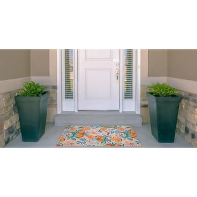 Indoor/Outdoor Water Resistant Marco Ivory & Blue Washable Area Rug Washable Area Rug - 2' x 3'