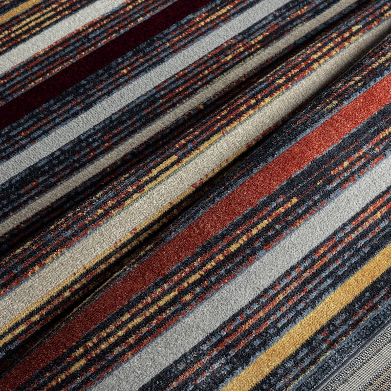 Everwash Treasure Striped Modern Machine Washable Area Rug