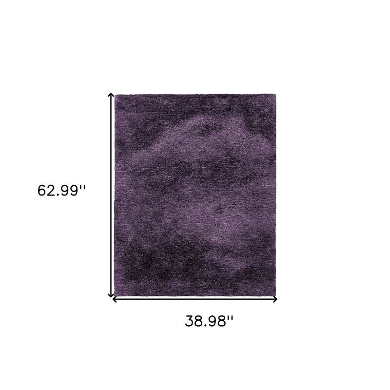 HomeRoots Solid Color Shag Rectangle Area Rug - 62.99 in. x 38.98 in. x 1.60 in.