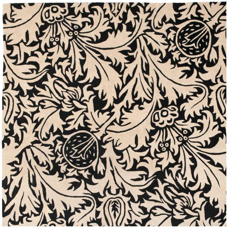 SAFAVIEH Handmade Soho Lauryn N.Z. Wool Rug - 6' Square - Black/Beige