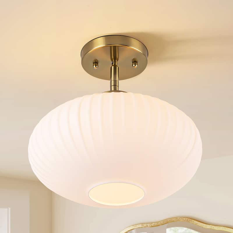 1 - Light Modern Glass Flush Mount Ceiling Light