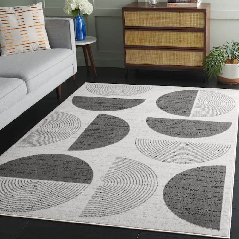 SAFAVIEH Temple Donie Modern & Contemporary Jute Rug - 6'7" Square - Ivory/Grey