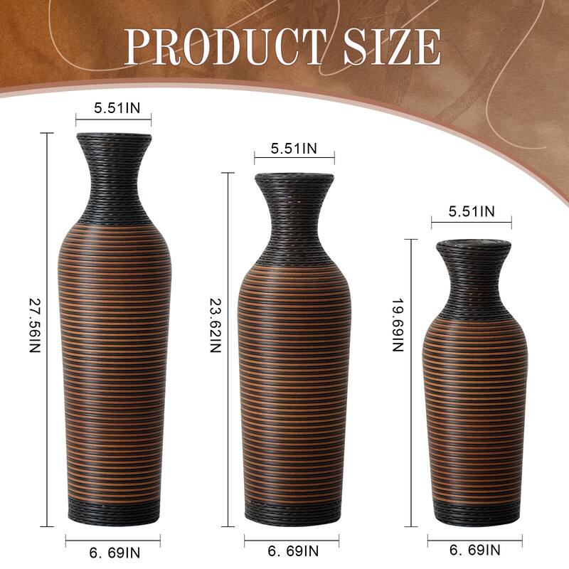 Hand-Woven PVC Rattan Floor Vase