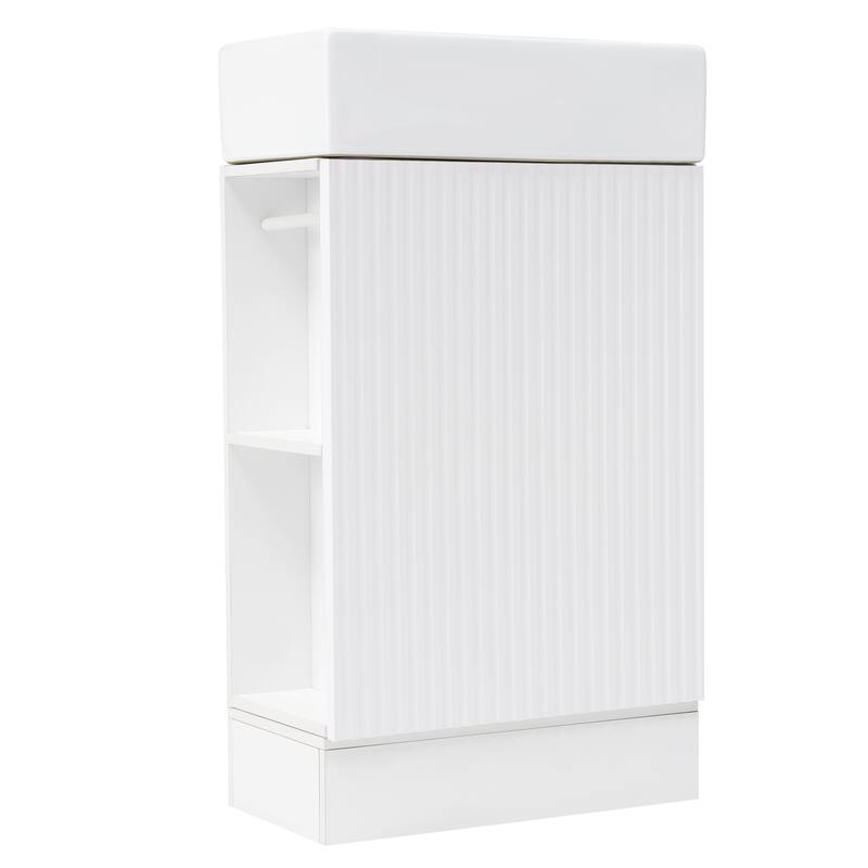 Small Bathroom Vanity with Sink, Single Vanity with with Soft-Close Door, Bathroom Storage Cabinet with Two-Tier Open Shelf