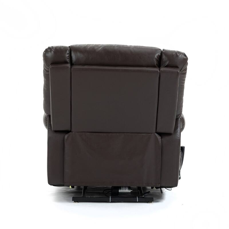 Dual Motor Real Leather Power Lift Recliner with Massage, Heating Functuous and USB Ports-Up to 350 LBS Capacity