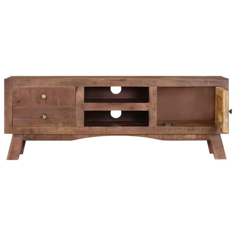 vidaXL TV Stand 43.3"x11.8"x15.7" Rough Mango Wood - 43.3" x 11.8" x 15.7"