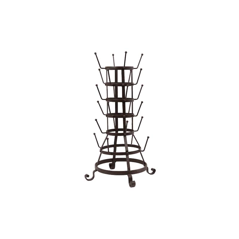 Metal Bottle or Mug Holder with 24 Hooks - Black