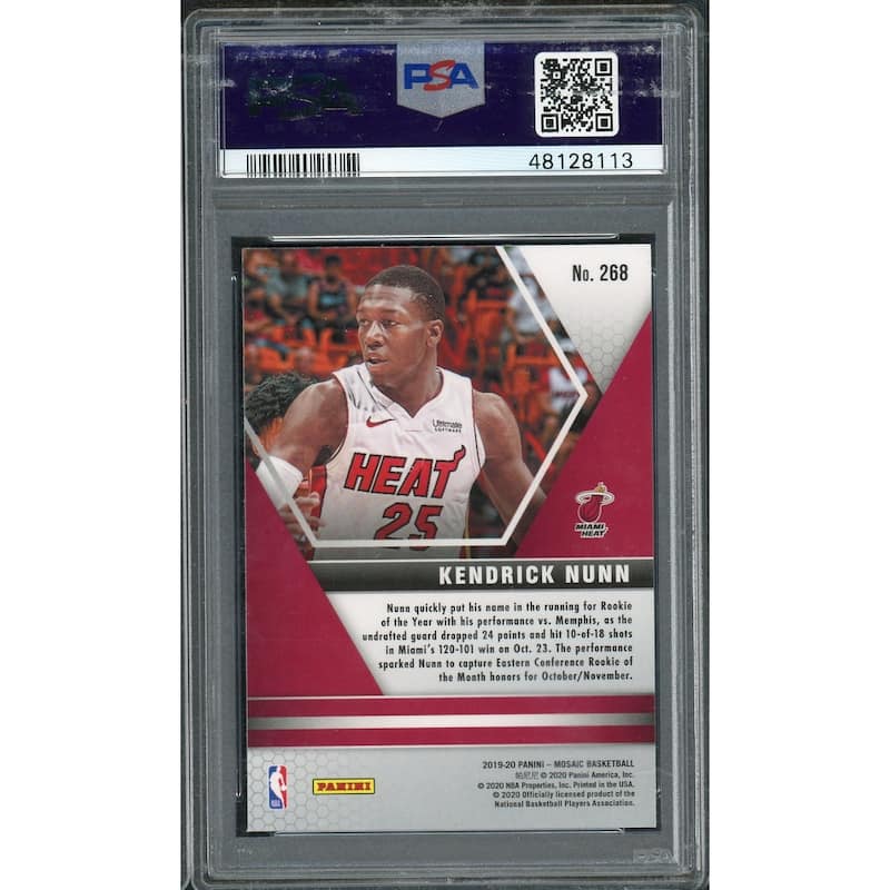 Kendrick Nunn 2019 Panini Mosaic Basketball Rookie Card RC #268 Graded PSA 10 GEM MINT - 8'6" x 11'6"