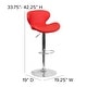 preview thumbnail 69 of 100, Contemporary Vinyl/Chrome Adjustable Curved Back Barstool - 19.25"W x 19"D x 33.75" - 42.25"H