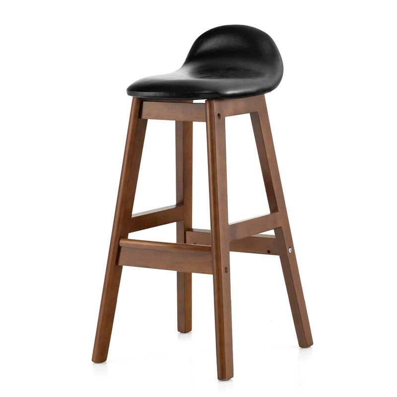 27.5 Inch Set of 2 Upholstered PU Leather Barstools with Back Cushion-Brown - 16" x 17" x 32.5"