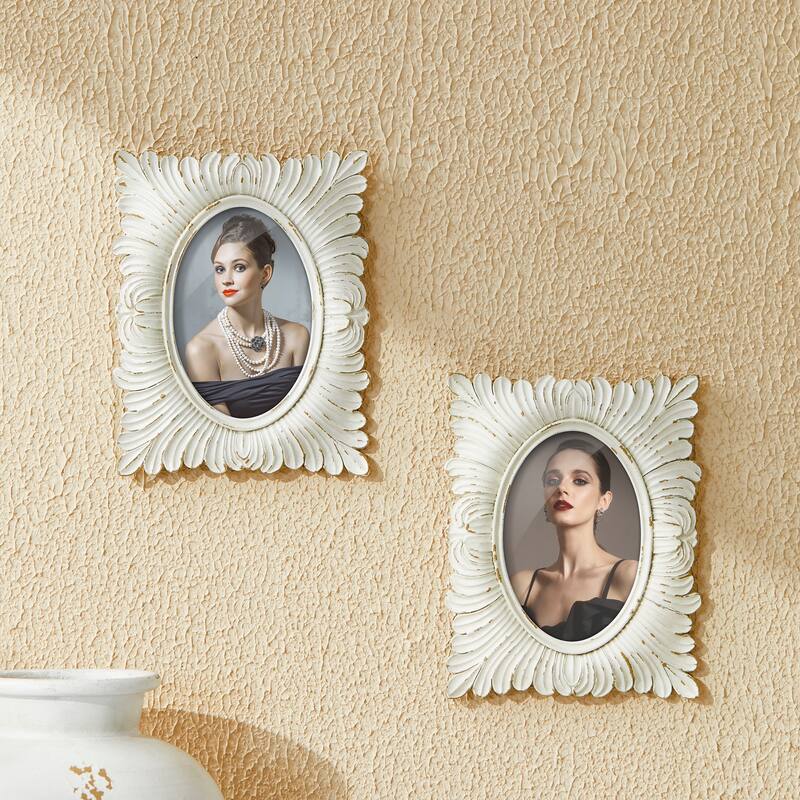 Glitzhome 4x6 Xmas Ornate Resin Wall or Tabletop Picture Frames Set of 2 or 4
