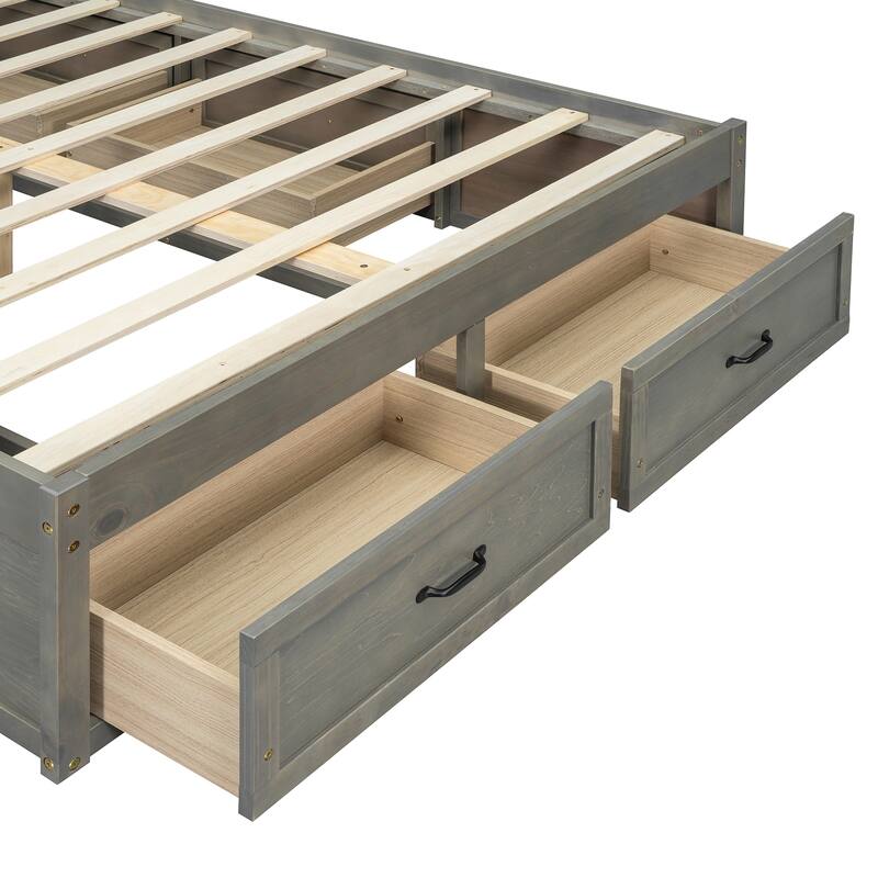 Full Size MDF Platform Bed with 6 Storage Drawers and 350lb Weight Capacity