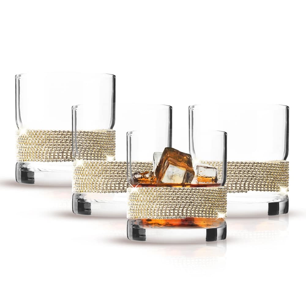 Berkware Crystal Old Fashioned Whiskey Glass with Gold Design