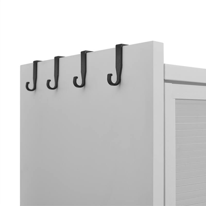 HomeRoots 73" White Stainless Steel Textured Door Dining Hutch With Two Doors