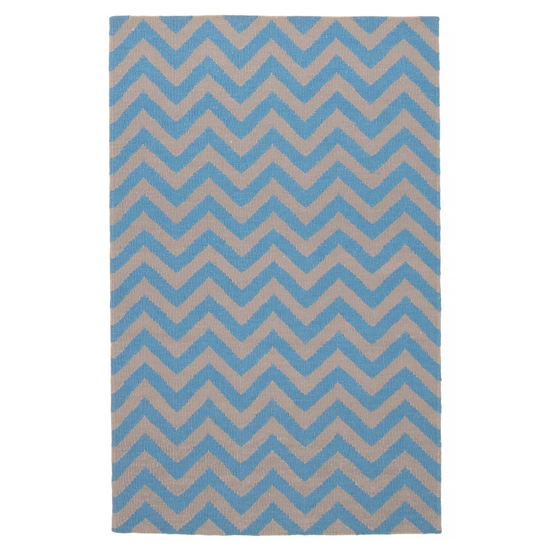 Ankara Blue, Tan Kilim 5'0" x 7'10" - 5'0 x 7'10 - Blue/ Tan - 5'0 x 7'10