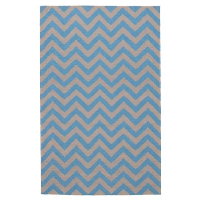 Ankara Blue, Tan Kilim 5'0" x 7'10" - 5'0 x 7'10