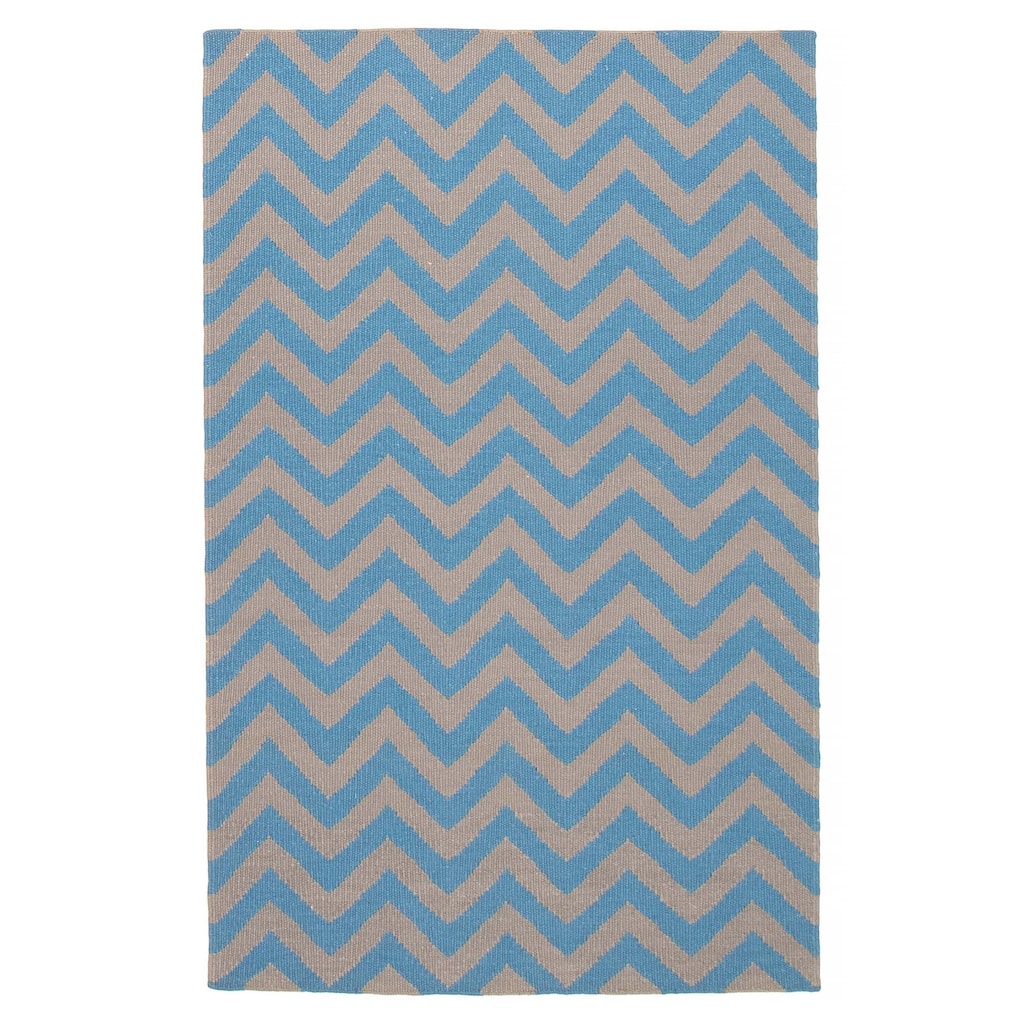 Ankara Blue, Tan Kilim 5'0" x 7'10" - 5'0 x 7'10