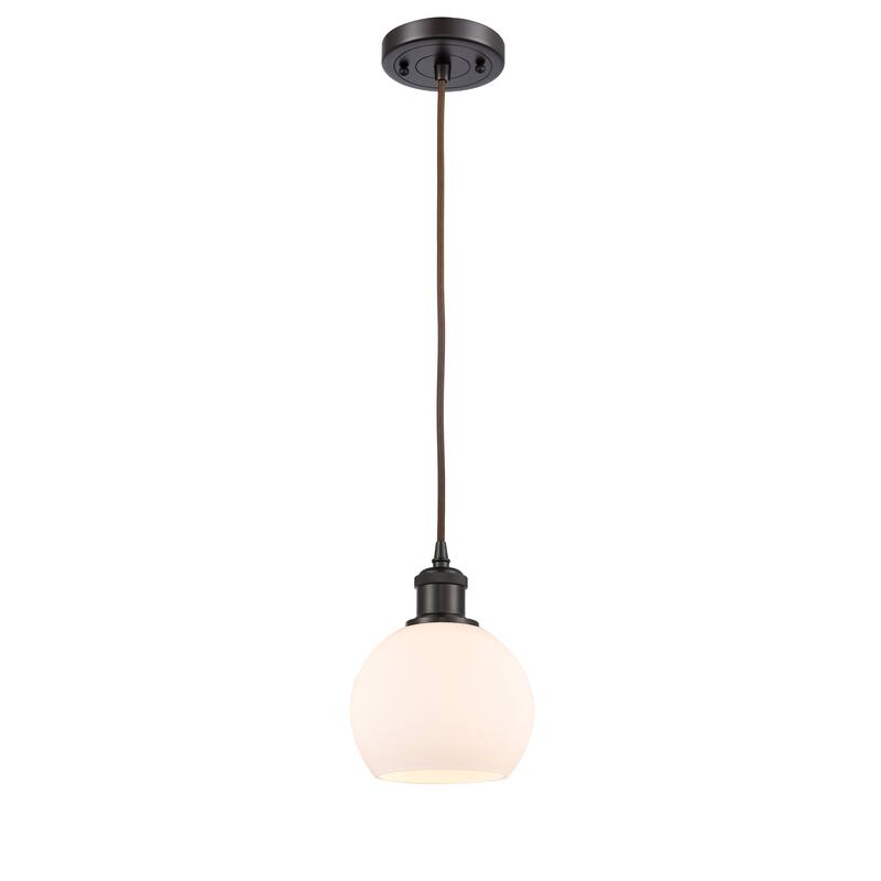 Innovations Lighting Ballston Athens 1 Light 6" Cord Hung Mini Pendant - Oil Rubbed Bronze/Matte White
