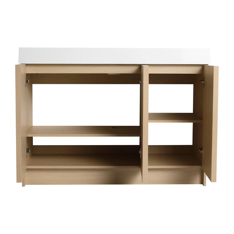 Double Sink Bathroom Vanity with Resin Basin, Soft-Closing Doors, Adjustable Shelves, Scratch