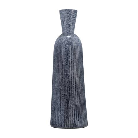 Sagebrook Home 20", Grooved Glass Vase, Blue, Novelty, Glass, Contemporary, 20"H, Grooved
