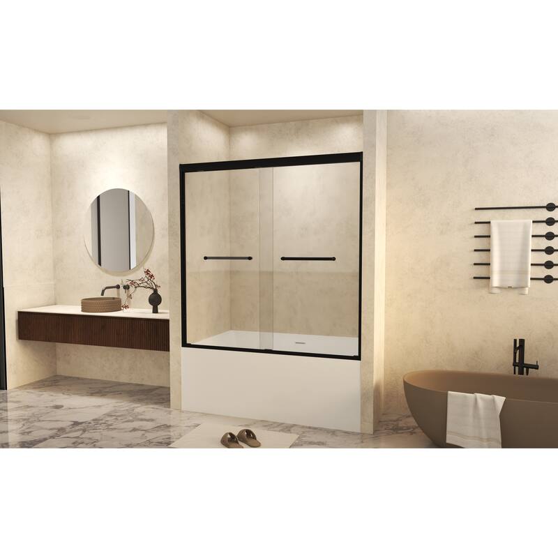 GDFStudio - Alden Adjustable Frameless Double Sliding Shower Door for Modern Bathroom Spaces