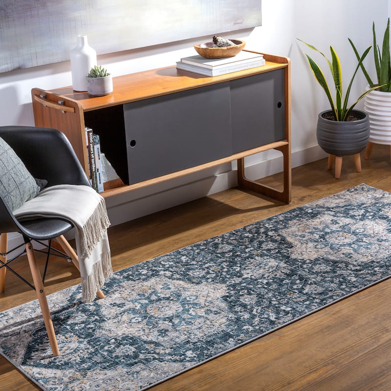 Artistic Weavers Lire Traditional Area Rug - 2' 7" x 10' - Teal