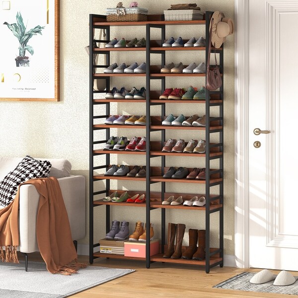 Tall Shoe Rack Organizer with Side Hook for Entryway, 9-Tier 36