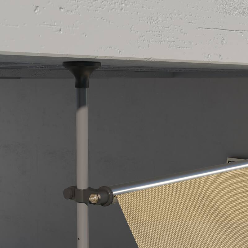 Manual Retractable Patio Awning with Adjustable Stand and UV Resistant Fabric, 118 Inch, Beige