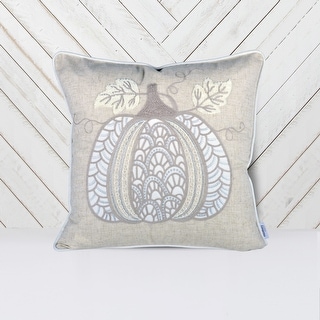 Pumpkin Linen Polyester Natural 20"x20" Throw Pillow with Insert