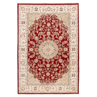 Red Nain Rugs ECARPETGALLERY Hand-knotted Nain Red Silk, Wool Rug - 5'10 x 8'11 - Bed ...