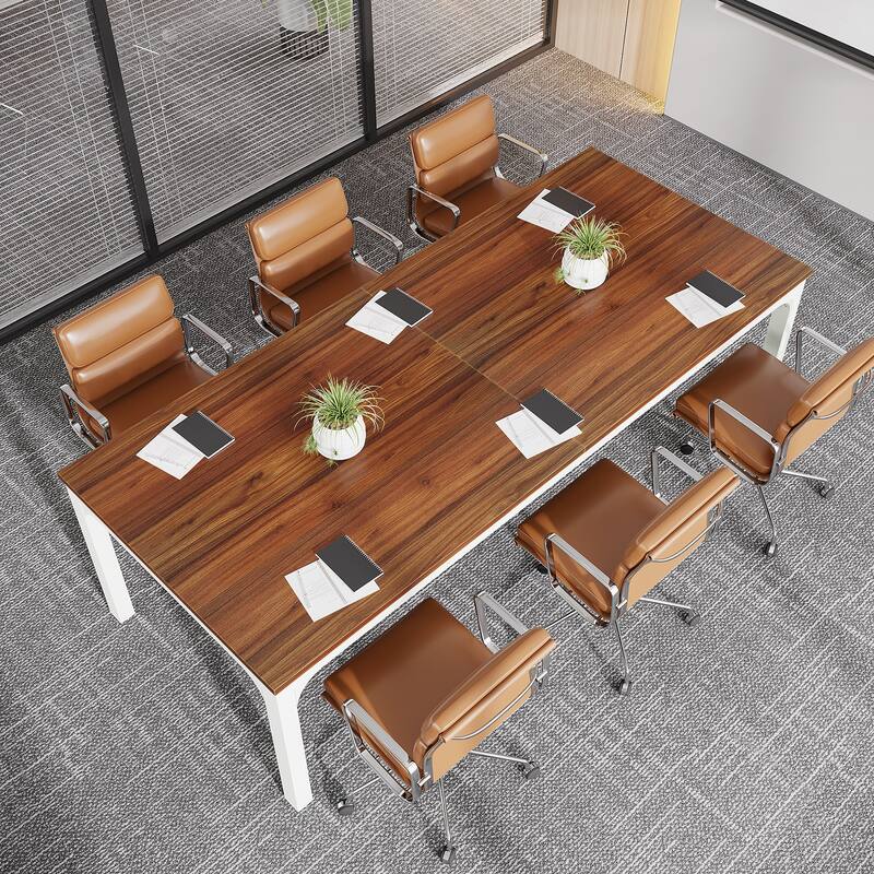 Rectangle 13FT Large Conference Table Set of 2, 78.74-Inch Meeting Seminar Table, Long Business Table