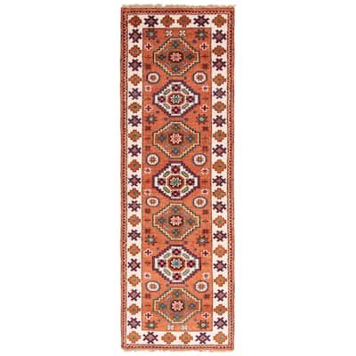 ECARPETGALLERY Hand-knotted Royal Kazak Copper Wool Rug - 2'8 x 8'2