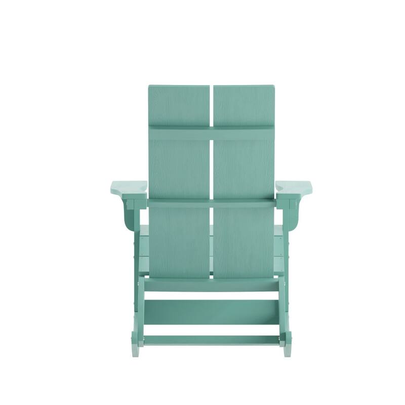 Modern 2-Slat Adirondack Poly Resin Rocking Chair for Indoor/Outdoor Use