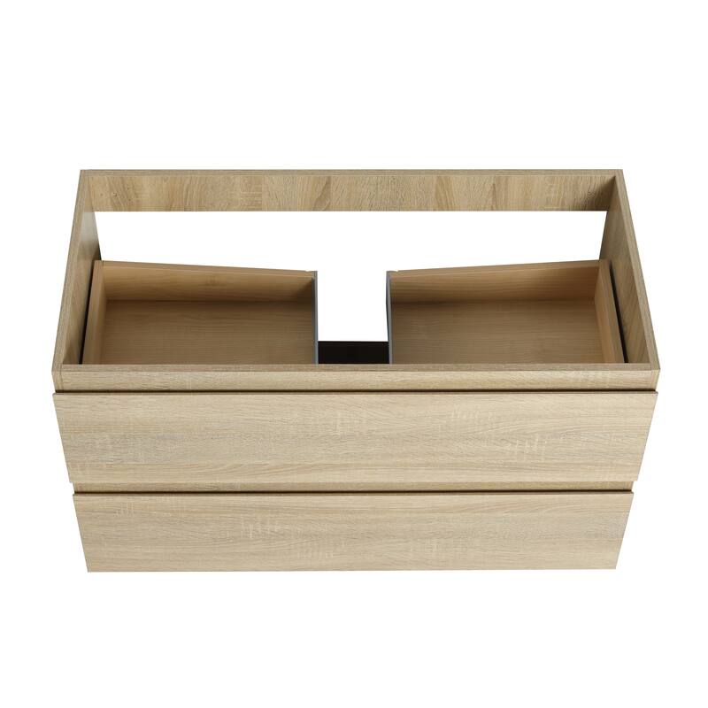 24" Floating Bathroom Vanity Cabinet with 2 Soft-Close Drawers, Wood Grain Design, Eco-Friendly Plywood