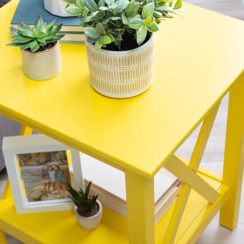 Ripplewood Farmhouse X-Base Side End Table