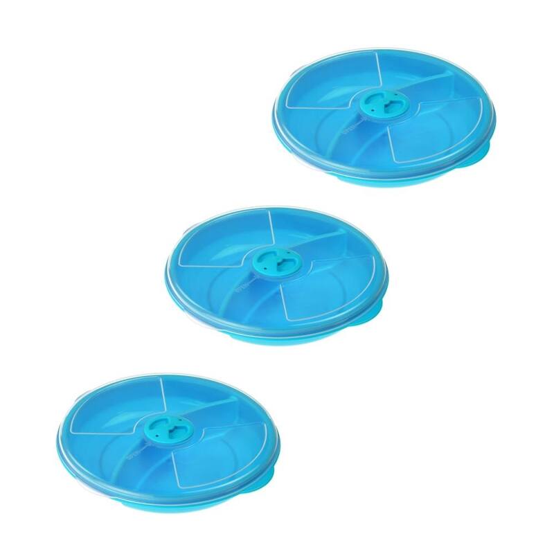 YBM Home Two Compartment Microwave Tray with Cover