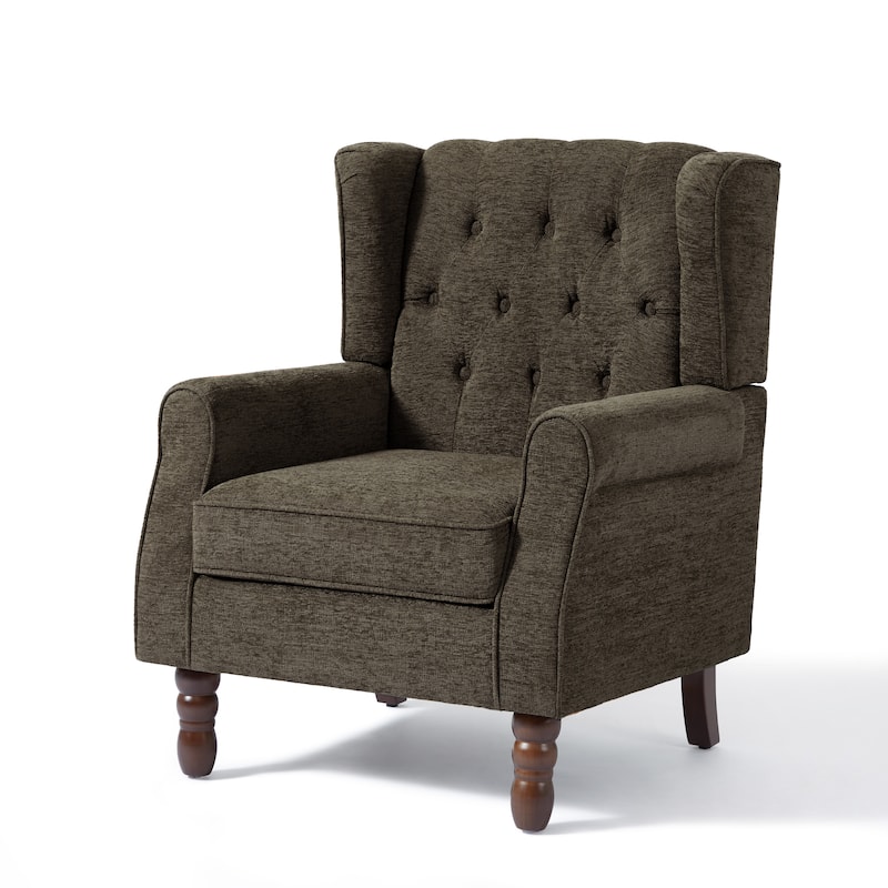 Button-Tufted Accent Chair Wingback Armchair - 38"H