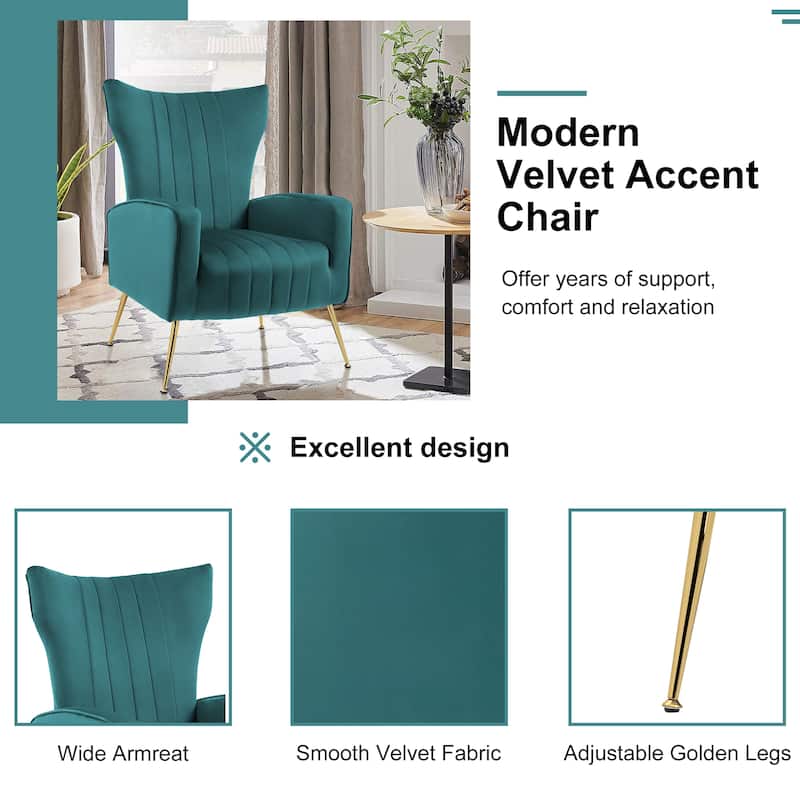 Upholstered Wingback Accent Chair - 26.4"W x 37.8"H x 32.6"D