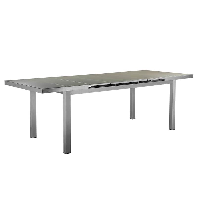 Kylo 90 Inch Extendable Dining Table, Smooth Gray Aluminum Frame, Outdoor - Grey - Aluminum