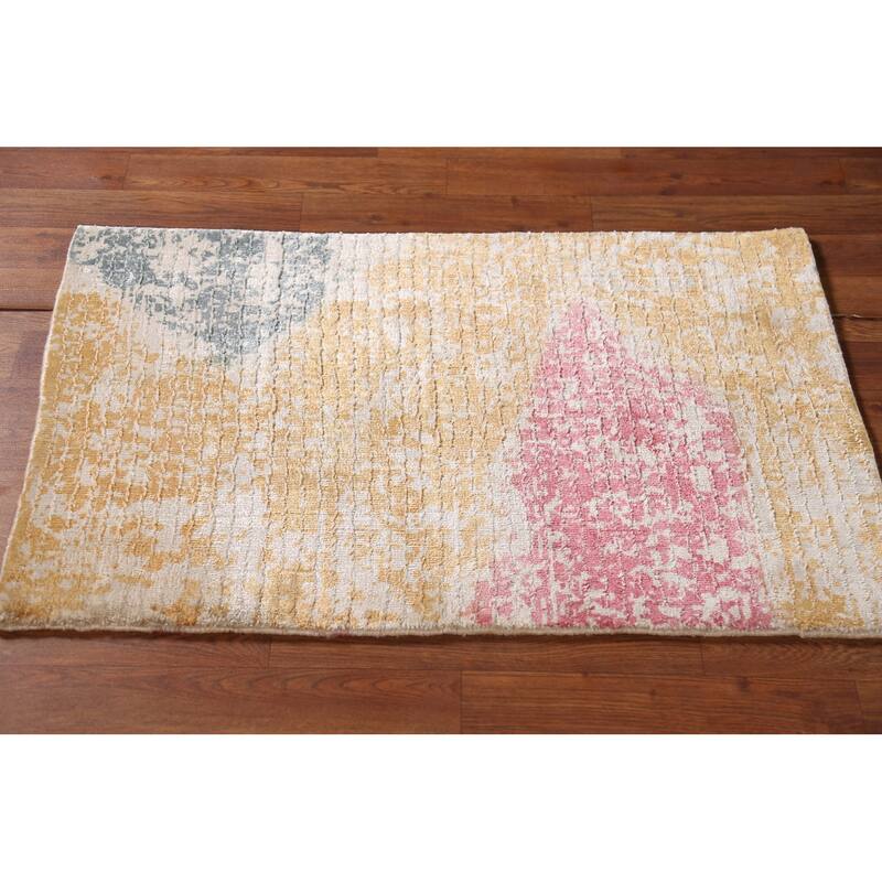Contemporary Abstract Oriental Foyer Rug Hand-Knotted Wool Carpet - 2'0"x 3'0"
