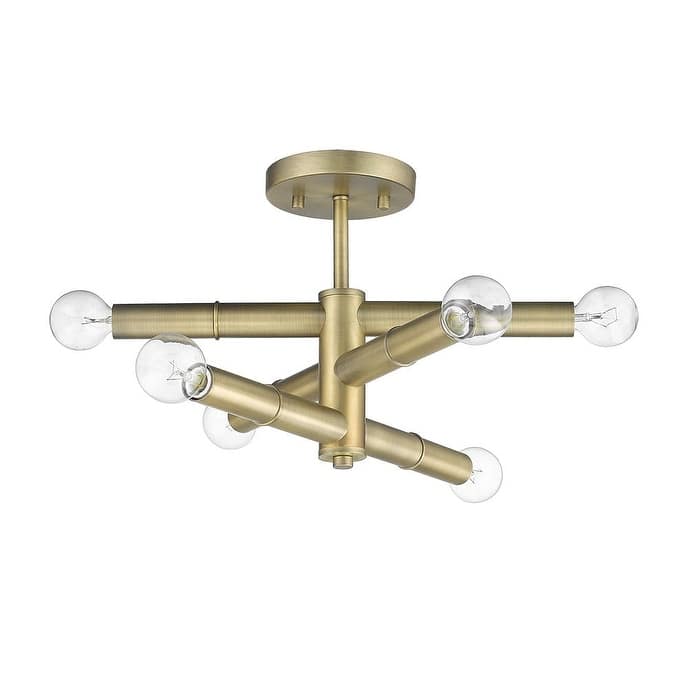 Aged Brass Modern 6-light Semi-flush Sputnik Ceiling Light