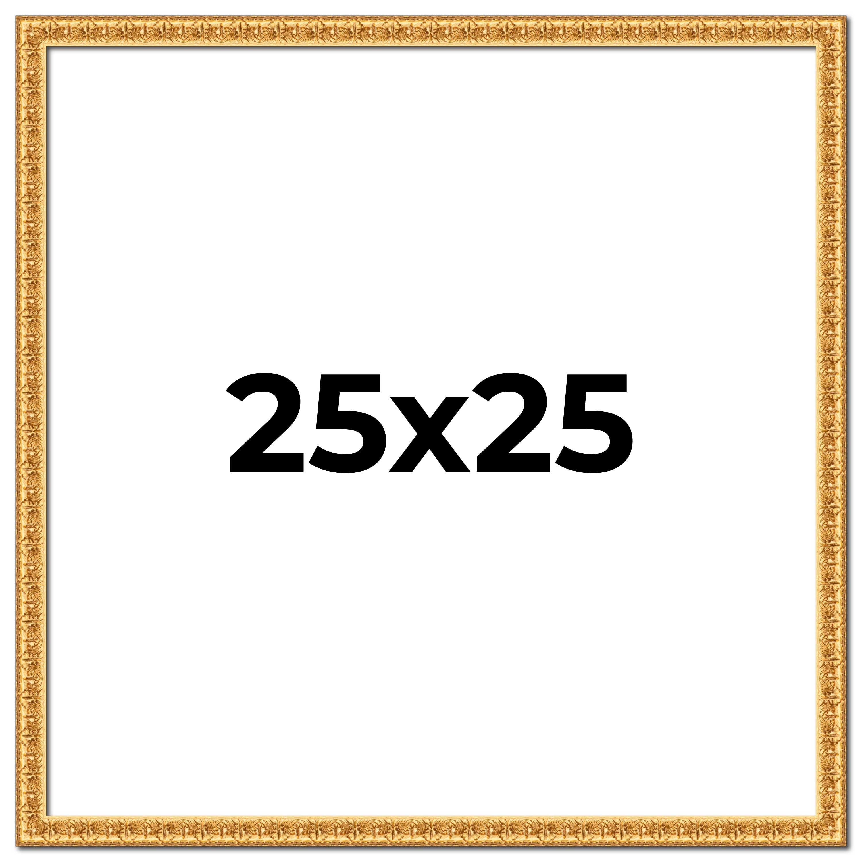25x25 Frame Gold Real Wood Picture Frame Width 1 inches | Interior