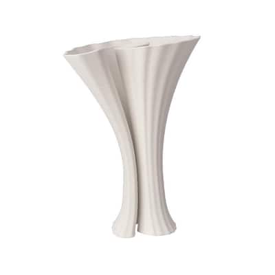White 3D Printed Ceramic Vase Dia 7.4"
