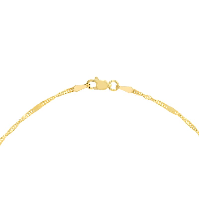 Curata 14k Yellow Gold 10" 1.75mm Flat Station Singapore Chain Ankle Bracelet Anklet