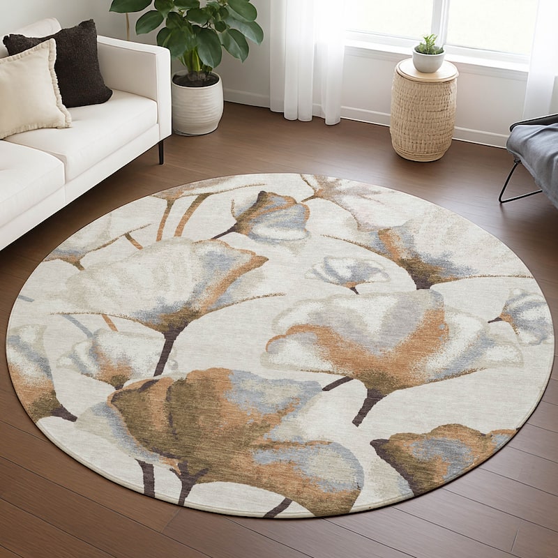 Machine Washable Indoor/ Outdoor Floral Love Chantille Rug