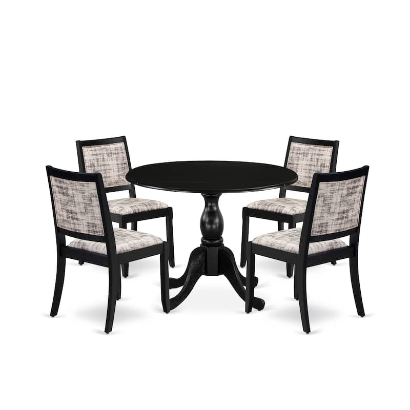 East West Furniture Dining Set Includes a Round Table and Stackable Kitchen Chairs, Black (Pieces & Seat Type Options)