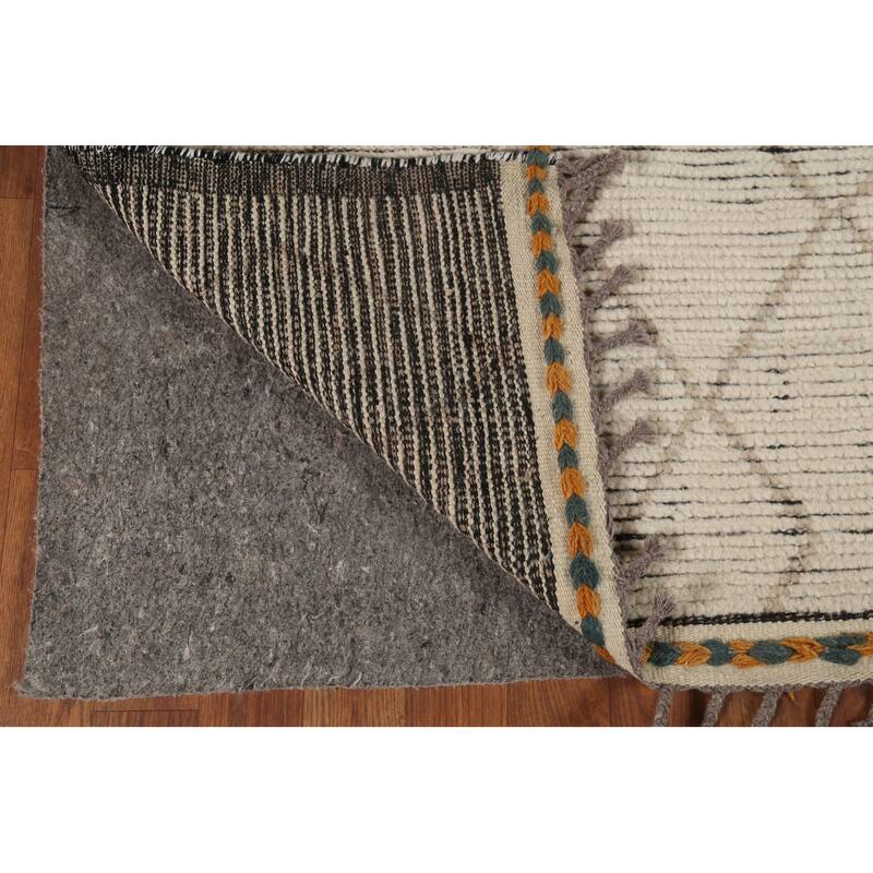 Stripe / Trellis Moroccan Oriental Area Rug Handmade Wool Carpet - 5'9"x 9'10"