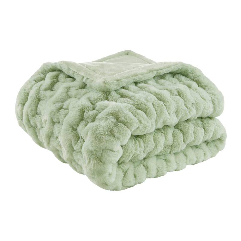 Madison Park Ruched Fur Throw